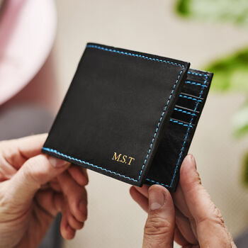 Personalised Leather Card Wallet With Contrast Stitch, 9 of 12