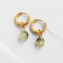 Gemstone Prehnite Gold Plated Hoop Earrings, thumbnail 2 of 5