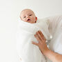 Luxury 100% Organic Large Baby Blanket All White, thumbnail 3 of 5