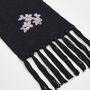 Forget Me Not Knitted Navy Scarf, thumbnail 4 of 5