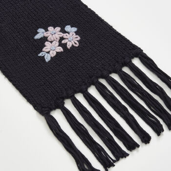 Forget Me Not Knitted Navy Scarf, 4 of 5