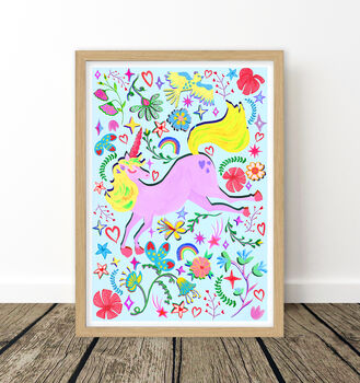 Lilac Unicorn Nursery Print Set – Set Of Two Or Three Whimsical Wall Art Prints, 10 of 12