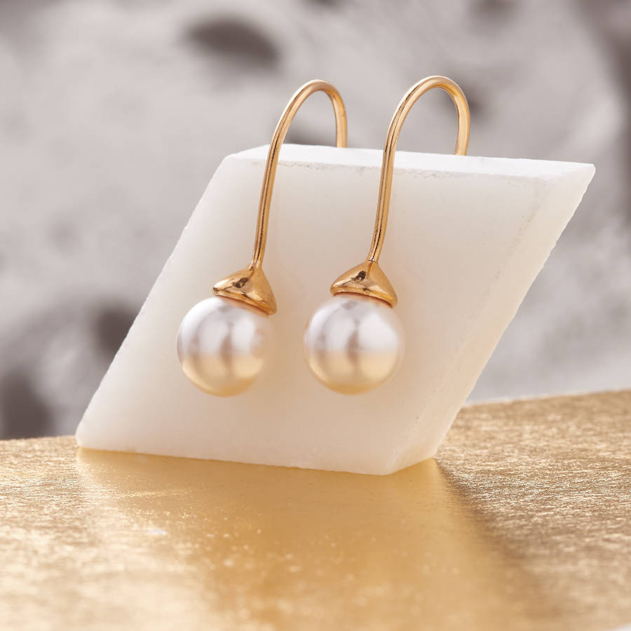 Pearl Earrings Drop Gold Vermeil Earrings, 1 of 5