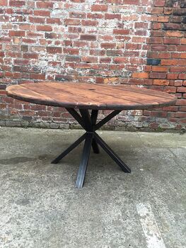 Industrial Reclaimed Round Dining Table 042, 4 of 6