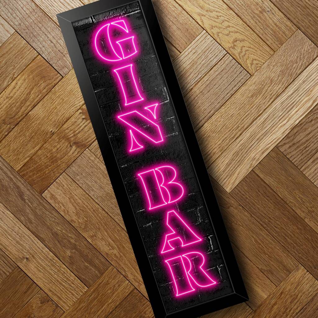 ‘Gin Bar’ Framed Neon Print | Bar Sign By Modern Print Studio