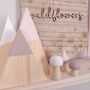 Hand Painted Wooden Mountains And Mushrooms Pink And White, thumbnail 2 of 5
