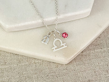 Personalised Sterling Silver Libra Necklace, 5 of 6