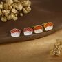 Salmon Sushi Stud Earrings In Sterling Silver, thumbnail 6 of 11