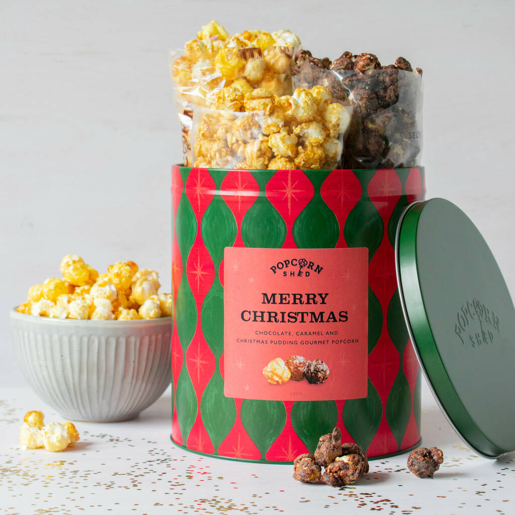 Merry Christmas Popcorn Gift Tin, 1 of 4