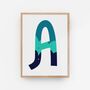 Green And Blue Personalised Initial Letter Art Print, thumbnail 9 of 12