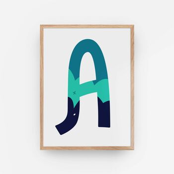 Green And Blue Personalised Initial Letter Art Print, 9 of 12