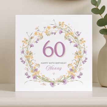 Personalised Floral 60th Birthday Card For Mum Or Aunt, 8 of 8