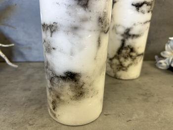 20cm Marbled Grey LED Pillar Candle – Real Wax, 12 of 12