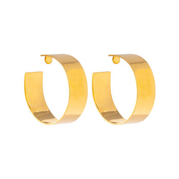 Small Gold Plated Flat Hoop Earrings, 3 of 3