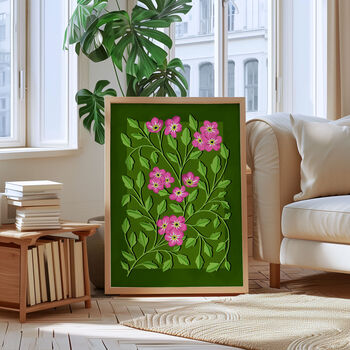 Botanical Patterned Art Print Green, 2 of 4