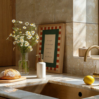 Don't Forget Milk And Bread Checkered Kitchen Wall Print, 7 of 9