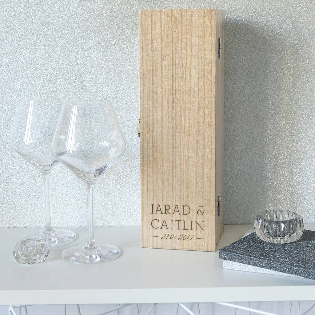 Personalised Couple Name Marriage / Engagement Wine Box, 1 of 7
