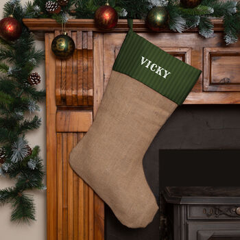 Personalised Reversible Hessian Christmas Stocking, 4 of 6