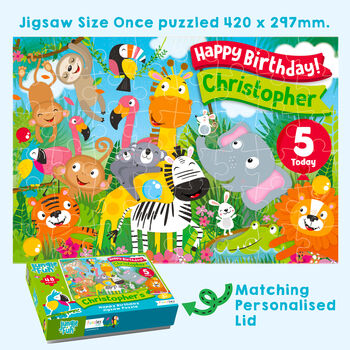 Personalised Jungle Fun Birthday Jigsaw Puzzle, 3 of 9