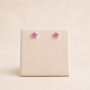 5mm Sterling Silver Pink Crystal Star Stud Earrings, thumbnail 3 of 11