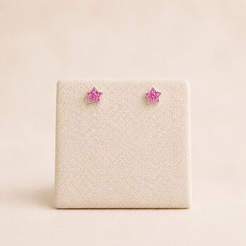 5mm Sterling Silver Pink Crystal Star Stud Earrings, 3 of 11