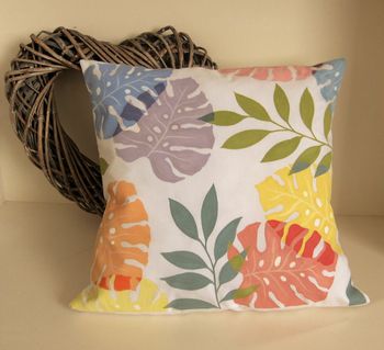 Hand Painted Monstera Leaves Cushion, 2 of 4