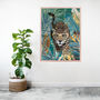 Framed Jaguar Tropical Jungle Wall Art Print Copper, thumbnail 1 of 7