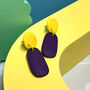 Colour Block Dangle Earrings, Textured Clay, thumbnail 2 of 4