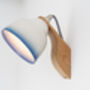 Blue And White Element Oak And Ceramic Wall Light, thumbnail 1 of 4