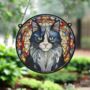 Cat Black And White Stained Glass Effect Suncatcher, thumbnail 3 of 6