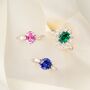 Emerald Halo Engagement Ring In Sterling Silver And Gold, thumbnail 7 of 12