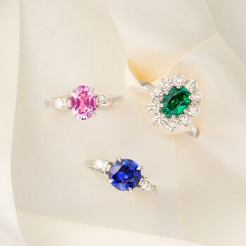 Emerald Halo Engagement Ring In Sterling Silver And Gold, 7 of 12