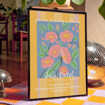 Personalised 'Blooming Brilliant' Print 2025 Graduation Gift For Her, 2 of 8