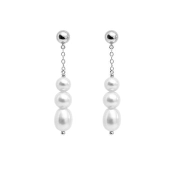 Timeless Three Pearl Drop Earrings, 7 of 7