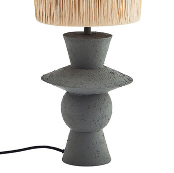 Madam Stoltz Iron Table Lamp With Natural Raffia Shade, 4 of 5