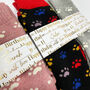 Personalised Birthday Paw Print Welly Socks With Gold Foil Label, thumbnail 1 of 10