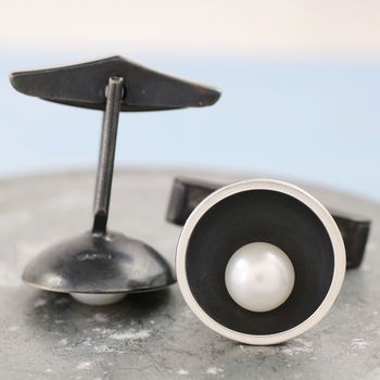Black Pearl Cufflinks. 30th Anniversary Gift For Him, 5 of 12