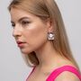 Gold Acrylic Resin Geometric Hollow Foil Stud Drop Earring, thumbnail 5 of 9