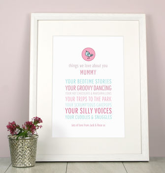 Personalised 'Things I Love About Mum Or Nanny' Print, 2 of 2