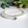 Sterling Silver August Heart Birthstone Bracelet, thumbnail 1 of 9