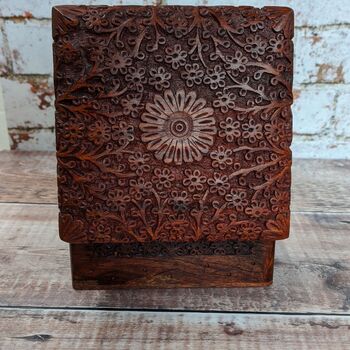 Floral Carved Wooden Jewellery Box, 6 of 8