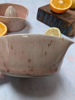 Handmade Ceramic Lemon Squeezer Pink Speckles, 4 of 6