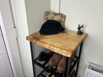 Handcrafted Shoe Rack With Spalted Beech Shelf, 8 of 10