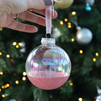 Personalised Glitter Glass Bauble, 4 of 12