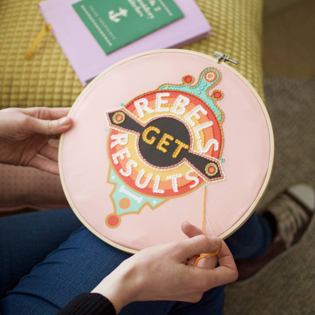Rebels Get Results Embroidery Hoop Kit By Cotton Clara