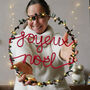 Joyeux Noël Holly Fairy Light Wreath, thumbnail 1 of 3