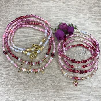 Ombre Red Bracelet With Pearls And Heart Charm, 7 of 8