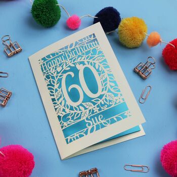Personalised 60th Birthday Card Papercut Flower Design, 3 of 7