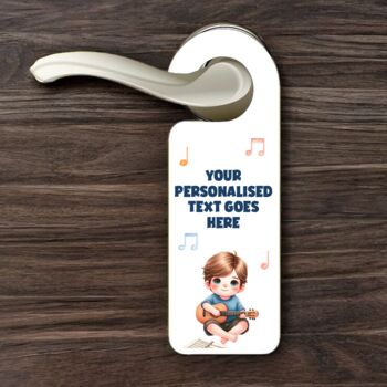Personalised Music Child Blue Door Hanger, 2 of 2