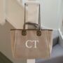 Personalised Beige And Brown Large Chain Tote Beach Bag, thumbnail 1 of 9